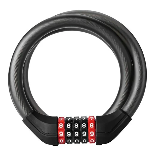 Замок велосипедний Rockbros RKS531 на шифр 5-цифровий трос сталевий 120см з LED - Black