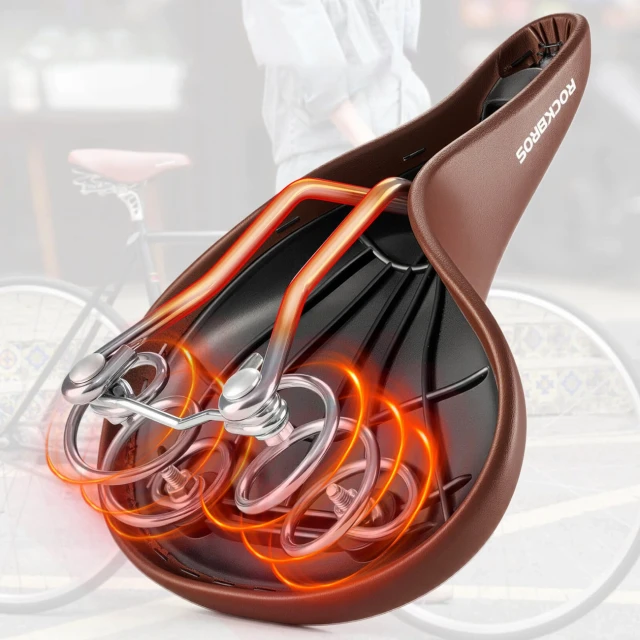 Сідло велосипедне Rockbros 6800S ретро комфортне Brown (5907769390616)