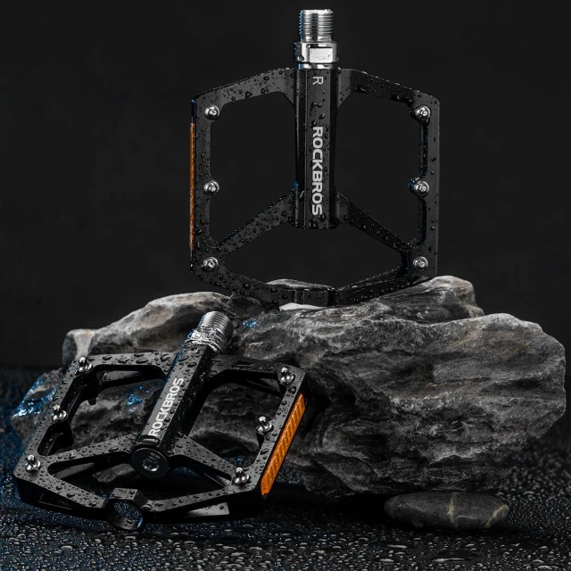 Педалі велосипедні Rockbros K371 алюмінієві світловідбивні герметичні Black