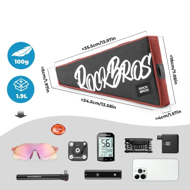 Сумка треугольная Rockbros G008 Flash Journey XL Red (5907769391262)