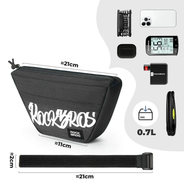 Сумка на кермо Rockbros G011 Flash Journey трапецієдальна Black (5907769391309)