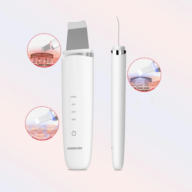 Пристрій для пілінгу кавітаційного MAXGROOM M-169 ультразвуковий з LED-терапією White (5907769394348)