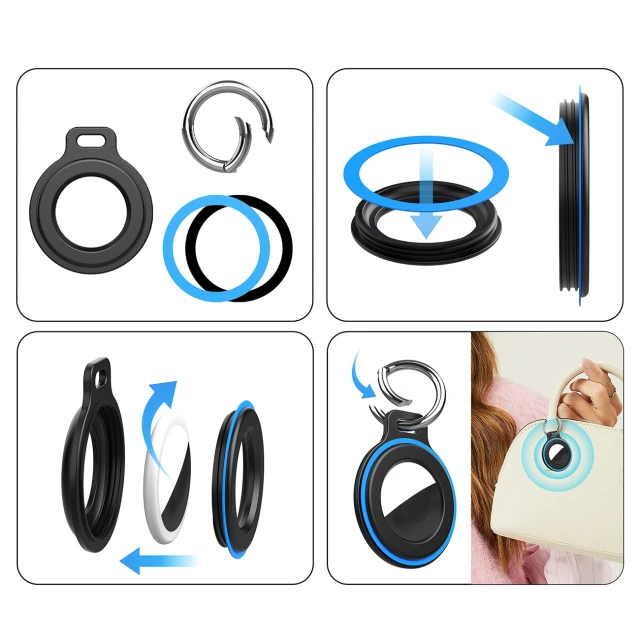 Чохол Hurtel для AirTag з пружинною застібкою (2 pack) Black (5907769394379)