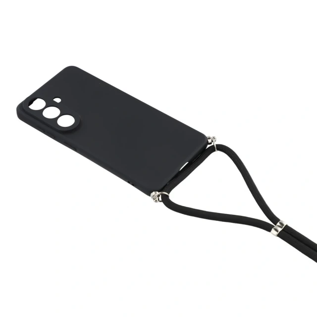 Чохол Hurtel з підкладкою з волокна та ремінцем crossbody для Samsung Galaxy A57 Black (5907769395291)