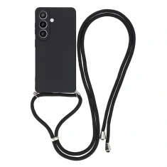 Чохол Hurtel з підкладкою з волокна та ремінцем crossbody для Samsung Galaxy A37 Black (5907769395307)