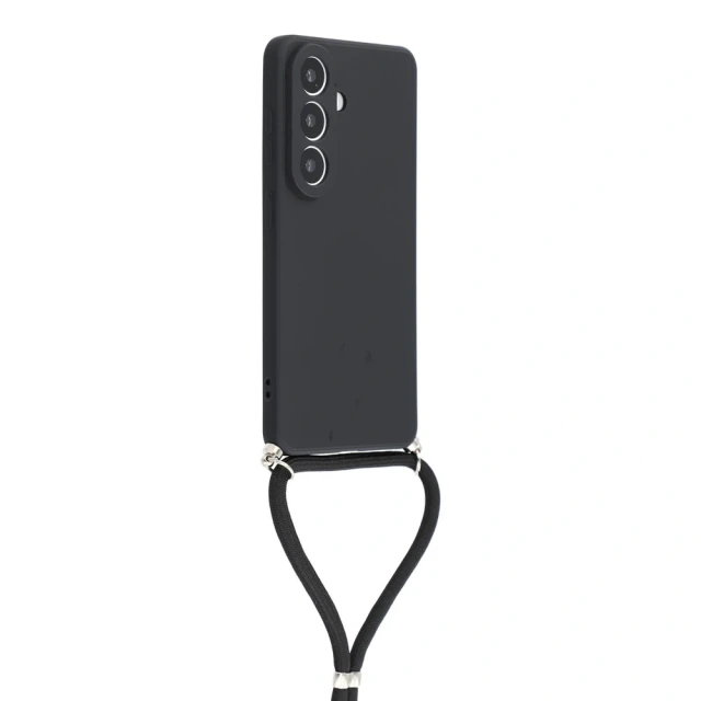 Чохол Hurtel Samsung Galaxy S26 з волокнистою підкладкою та крос-боді ремінцем Black (5907769395345)
