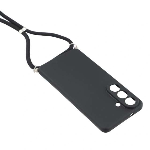 Чохол Hurtel Samsung Galaxy S26 з волокнистою підкладкою та крос-боді ремінцем Black (5907769395345)