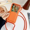 Чохол Hurtel iPhone 17 Pro/18 Pro силікон з кишенею карти та крос-боді ремінцем Orange (5907769395352)