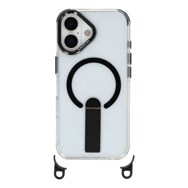 Чохол Hurtel iPhone 17 з підставкою короткий і довгий ремінці MagSafe Black (5907769395369)