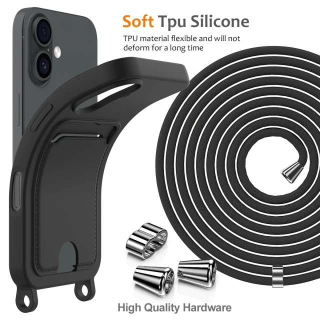Чохол для iPhone 17 Hurtel TPU з тримачем для карти та смичкою Black (5907769395376)