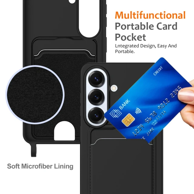 Чохол Hurtel Samsung Galaxy S26 TPU з тримачем карти та смичкою crossbody Black (5907769395383)