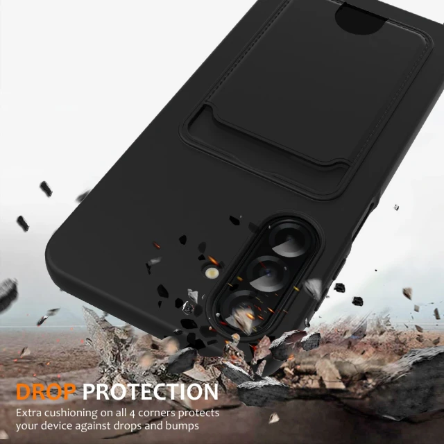 Чохол Hurtel TPU з картхолдером і ремінцем crossbody для Samsung Galaxy A57 Black (5907769395390)
