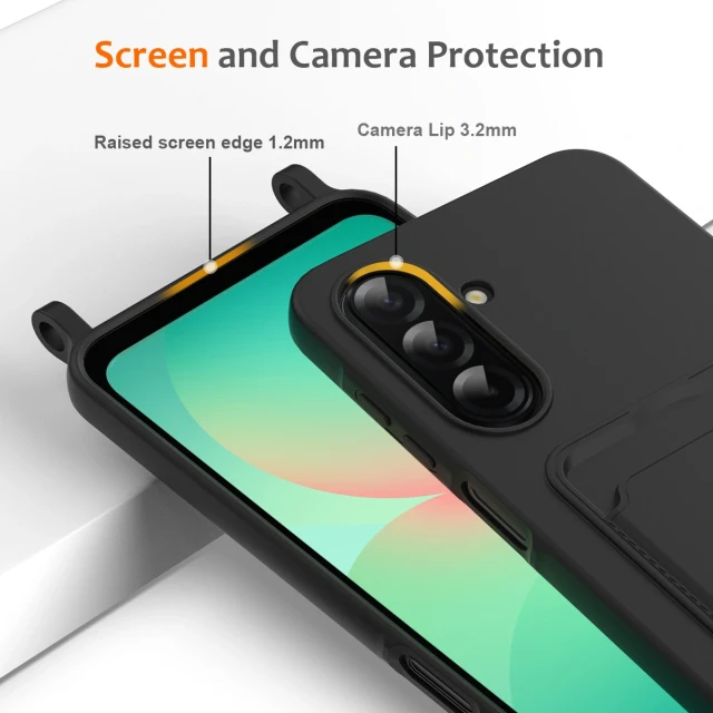 Чохол Hurtel TPU з картхолдером і ремінцем crossbody для Samsung Galaxy A57 Black (5907769395390)