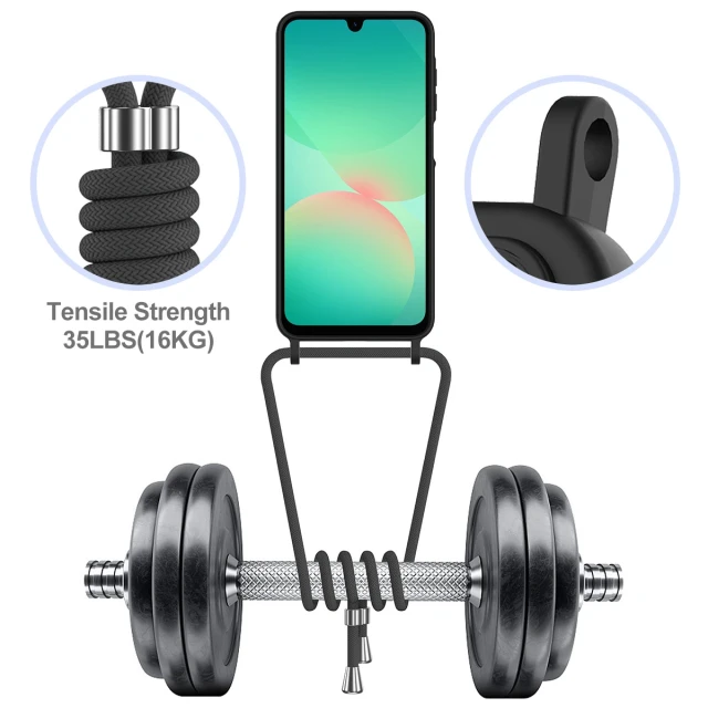 Чохол Hurtel TPU з картхолдером і ремінцем crossbody для Samsung Galaxy A57 Black (5907769395390)