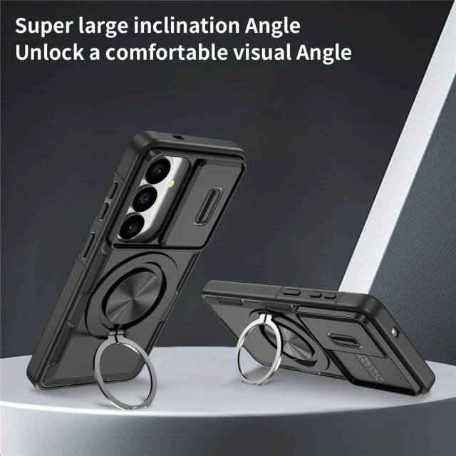 Чохол Hurtel Samsung Galaxy S26 з рухомою заслінкою камери та обертовою підставкою MagSafe Black (5907769395420)