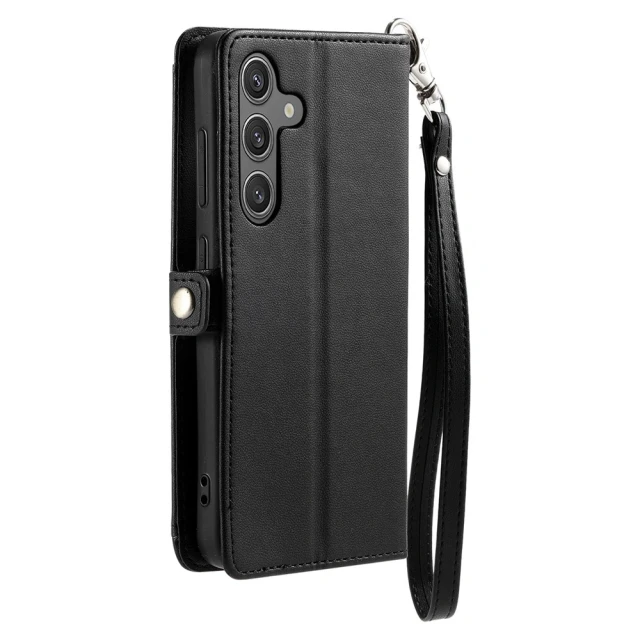 Чохол Hurtel Samsung Galaxy A56 5G шкіра портфель з функцією підставки і ремінцями Black (5907769395444)