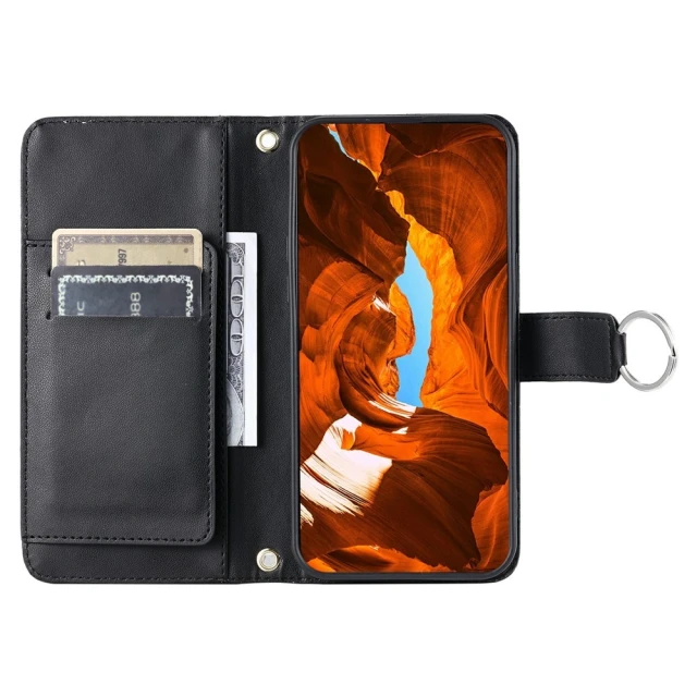 Чохол Hurtel Samsung Galaxy A37 5G шкіра портфель з функцією підставки та плечовим ремінцем Black (5907769395451)