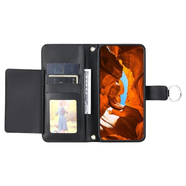 Чохол Hurtel Samsung Galaxy A37 5G шкіра портфель з функцією підставки та плечовим ремінцем Black (5907769395451)