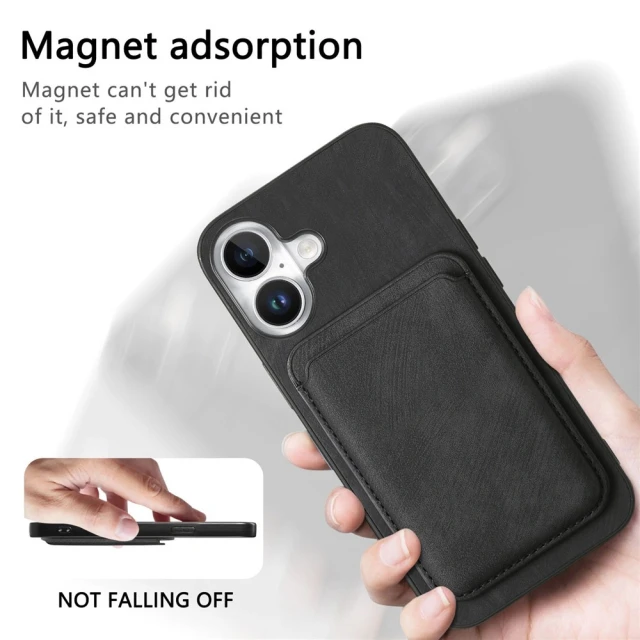 Чохол Hurtel iPhone 17 синтетична шкіра з відкріпним тримачем карт MagSafe Black (5907769395468)