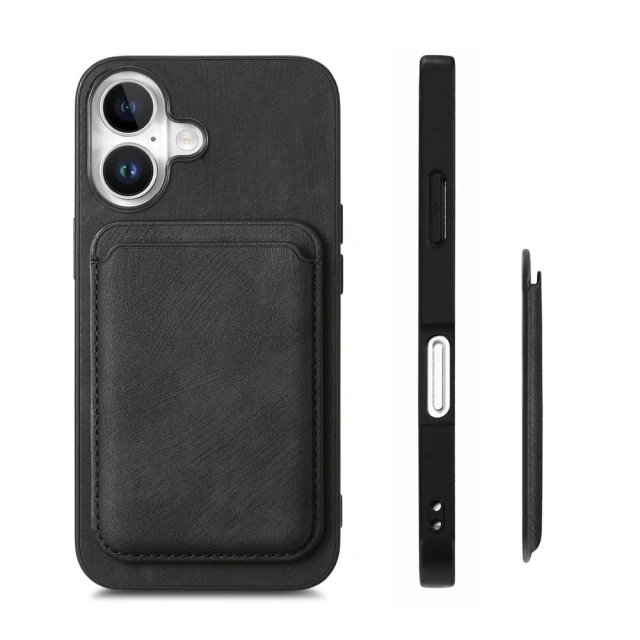 Чохол Hurtel iPhone 17 синтетична шкіра з відкріпним тримачем карт MagSafe Black (5907769395468)