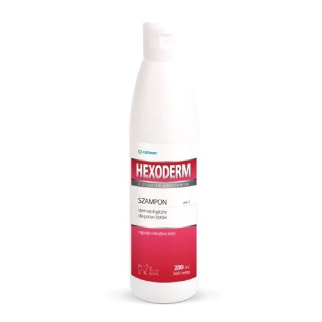 Шампунь для собак і котів EUROWET Hexoderm підтримка мікрофлори шкіри 200 мл (5907785440289)