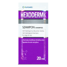 Шампунь Eurowet Hexoderm K з хлоргексидином 20 мл для собак і котів Violet (5907785443556)