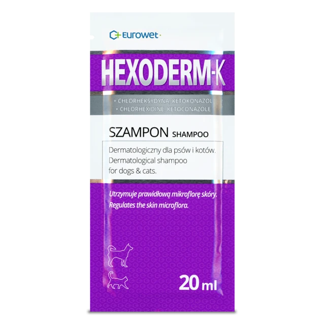 Шампунь Eurowet Hexoderm K з хлоргексидином 20 мл для собак і котів Violet (5907785443556)