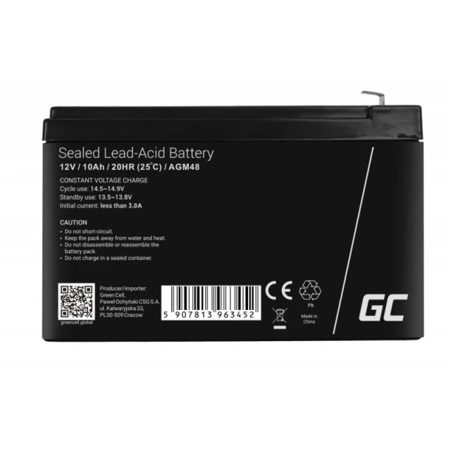 Акумулятор гелевий Green Cell AGM 12V 10Ah (AGM48)