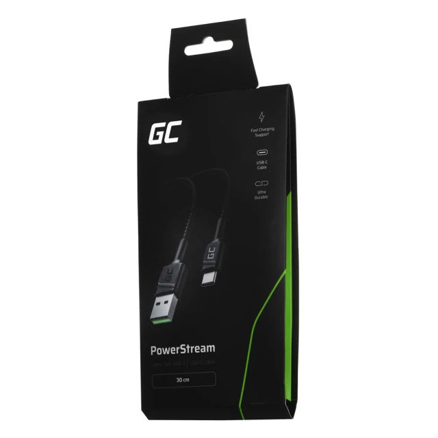 Кабель Green Cell PowerStream USB-A - USB-C 30 см Ultra Charge QC 3.0 (KABGC25)