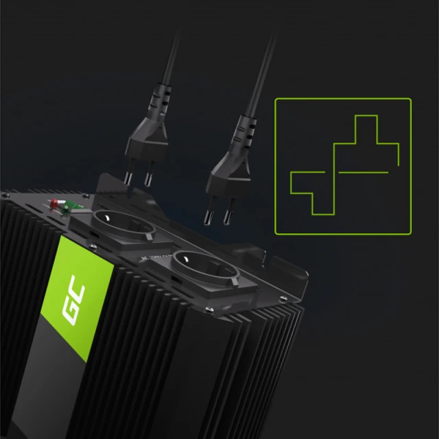 Інвертер Green Cell PRO 12V-230V 2000W/4000W модульована синусоїда (INVGC10)