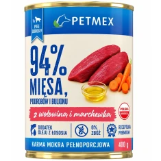 Вологий корм для собак PETMEX з яловичиною та морквою 400 г (5908044810621)
