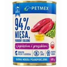 Вологий корм для собак PETMEX з ягням та горошком 400 г (5908044810645)