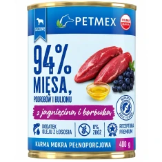 Вологий корм для цуценят PETMEX з ягням і чорницями 400 г (5908044810669)