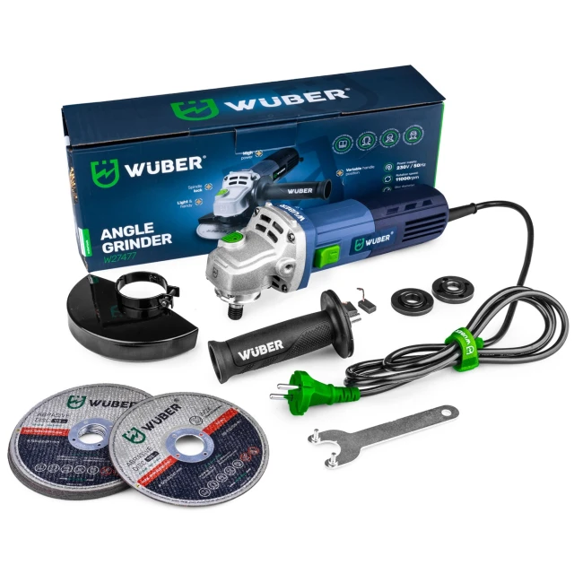 Кутова шліфмашина Wuber 125 мм 850 Вт + 10 дисків (5908239734015)