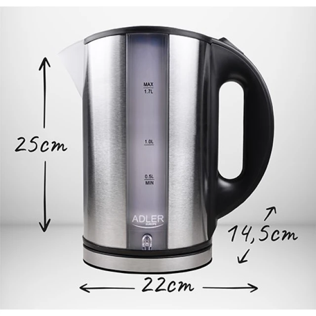 Електрочайник Adler AD 1216 2000 Вт 1,8 л Stainless Steel (5908256830646)