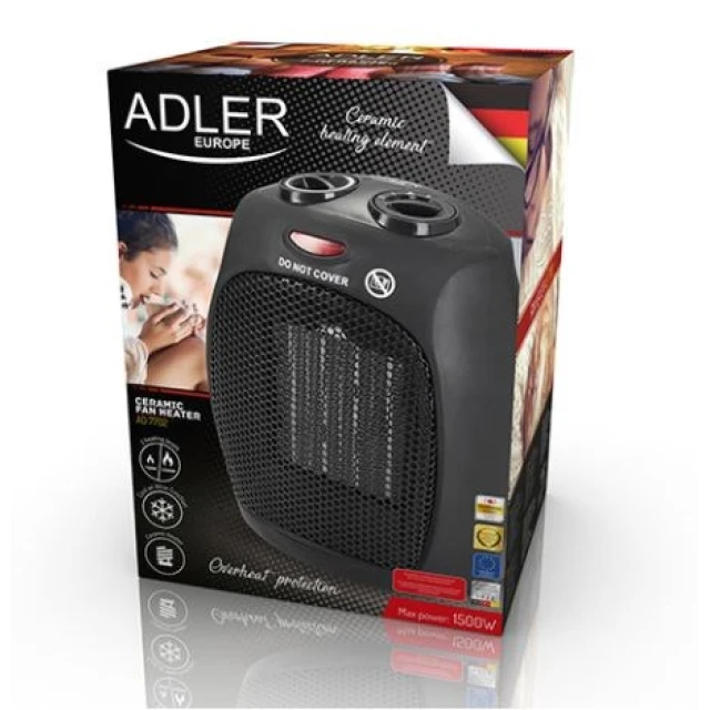 Тепловентилятор Adler AD7702 1500 Вт 2 режими нагріву Black (5908256831827)