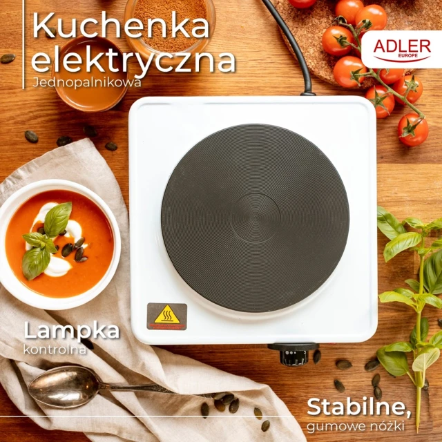 Електроплитка Adler AD 6503 1 конфорка 1500 Вт (5908256834460)