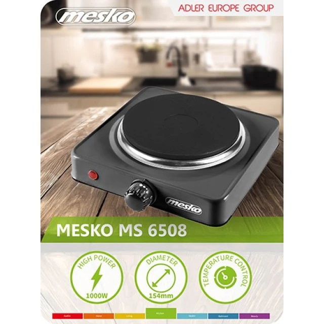 Електроплитка Adler MS6508 1000 Вт 1 конфорка Black (5908256839014)