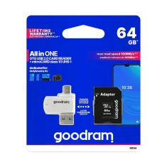Картрідер Goodram All In One M1A4 USB A + Micro USB + карта microSD 64GB з адаптером (5908267930281)