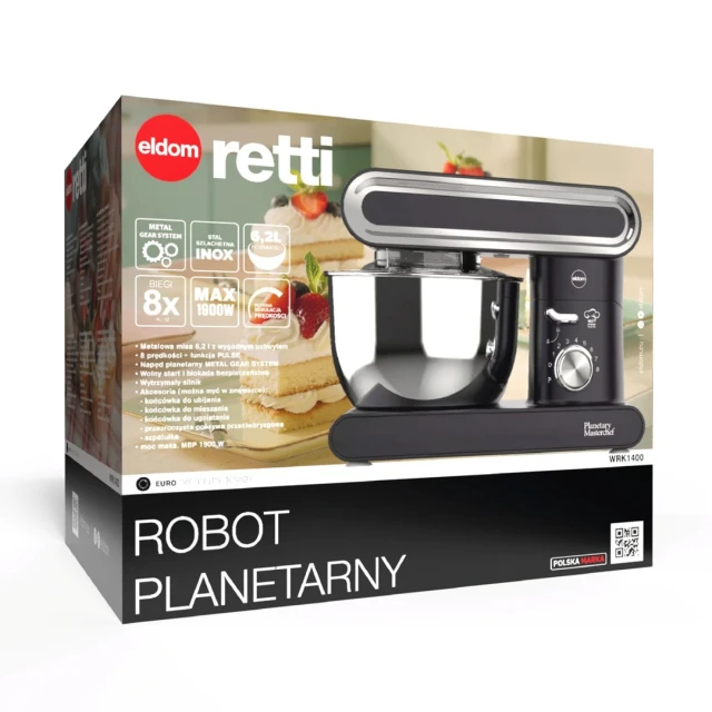 Кухонная машина Eldom Retti WRK1400 1400 Вт 6,2 л Black (5908277380106)