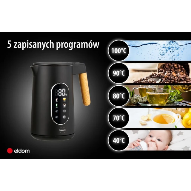Електрочайник Eldom C550 з регулюванням температури 1,7 л Black (5908277387051)