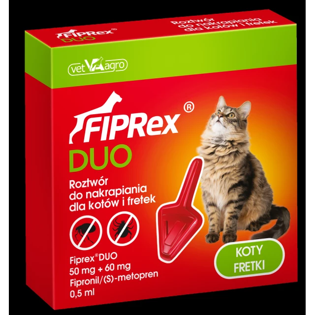 Краплі для котів і тхорів Vet-Agro Fiprex Duo 0,5 мл (5909991428525)