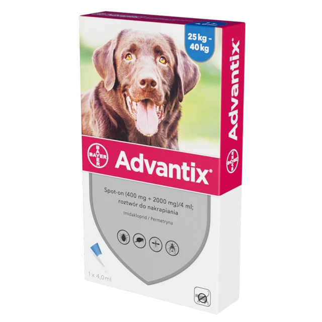 Краплі для собак Bayer Advantix від кліщів і бліх 25–40 кг 4 мл (5909997024080)