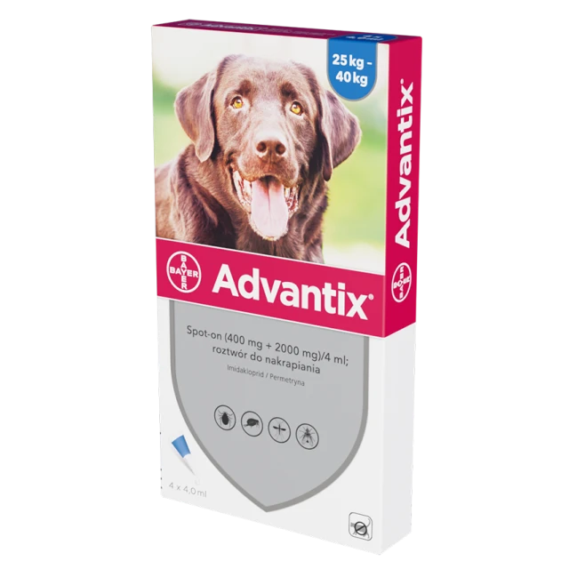 Краплі для собак Bayer Advantix від кліщів і бліх 25–40 кг 4 шт x 4 мл (5909997024158)