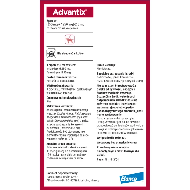 Капли для собак Bayer Advantix от клещей и блох 10–25 кг 2,5 мл (5909997024189)