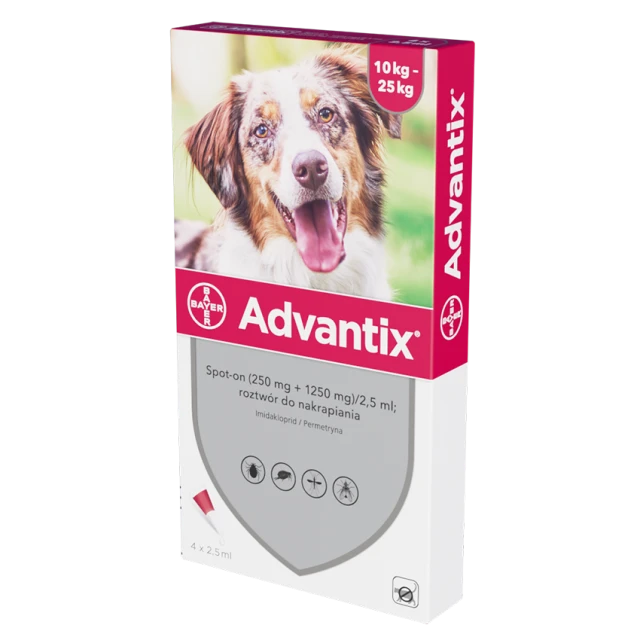 Краплі для собак Bayer Advantix від кліщів і бліх 10–25 кг 4 шт x 2,5 мл (5909997024219)