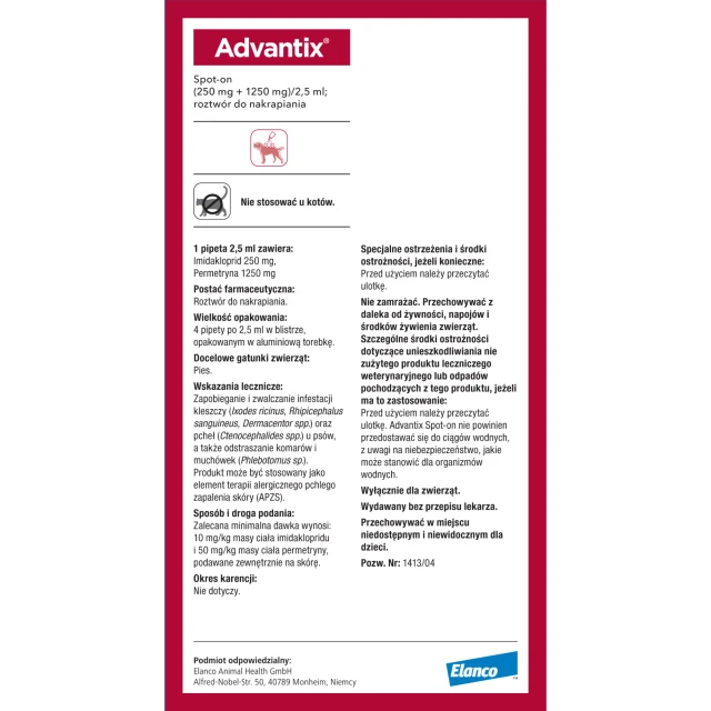 Краплі для собак Bayer Advantix від кліщів і бліх 10–25 кг 4 шт x 2,5 мл (5909997024219)