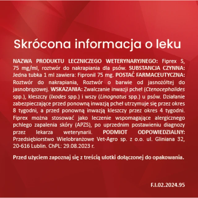 Краплі для собак Vet-Agro Fiprex S 2–10 кг 1 мл (5909997066660)