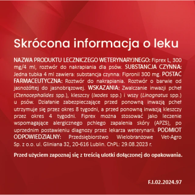 Краплі для собак Vet-Agro Fiprex L 20–40 кг 4 мл (5909997066684)