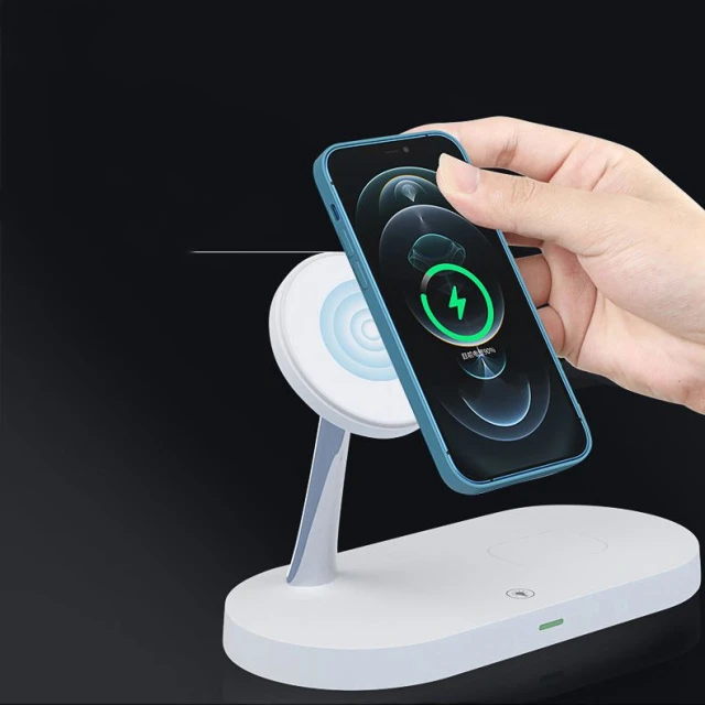 Бездротовий зарядний пристрій Tech-Protect A12 3-in-1 15W White with MagSafe (6216990211850)